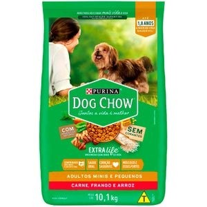   Ração para Cães Dog Chow Purina Adultos Minis e Pequenos Carne Frango e Arroz 10,1kg  