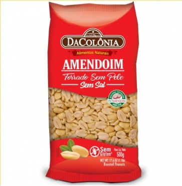 Amendoim Torrado S/Pele e S/Sal DaColônia 500g