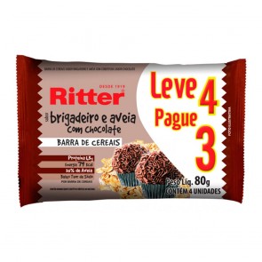 Barra Cereal Brigadeiro e Aveia com Chocolate 80g C/4