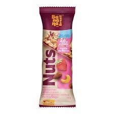 Barra de Castanhas, amendoim e morango com cobertura de morango Nuts Banana Brasil 25g