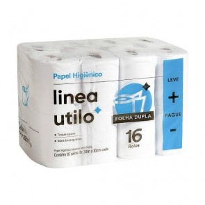 Papel Higiênico Folha Dupla 16 rolos Linea Utilo (16x30)