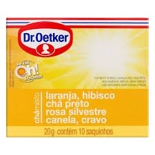 Chá Dr Oetker Laranja, Hibisco, Preto, Rosa Silvestre, Canela e Cravo 10 Saquinhos 
