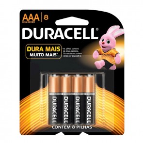 Pilha Alcalina Palito AAA Duracell c/8