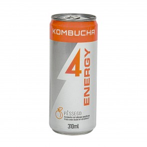Kombucha 4 Energy Pessêgo - lata 310ml 