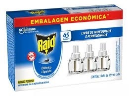 Refil Liquido Raid 45 Noites C/3 unid 32,9ml 