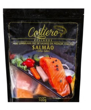 Filé de Salmão Congelado com Pele em Pedaços Costiero 500g 