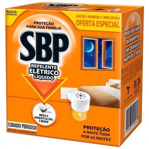 Inseticida Líquido Elétrico SBP 45 Noites Refil 32,9ml + Aparelho