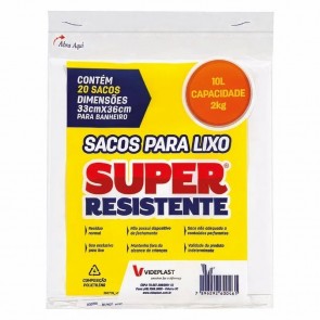 Sacos para Lixo Branco Super Resistente 10 Litros 20 unidades