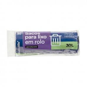 Sacos de Lixo em Rolo Azul Reforçado Linea Utilo 30 Litros 30 unidades