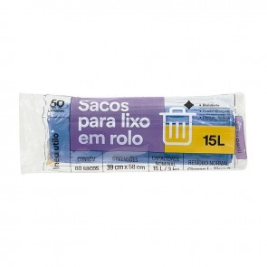 Sacos de Lixo em Rolo Azul Linea Utilo 15 Litros 60 unidades