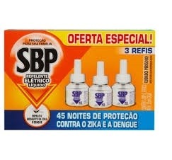 Repelente SBP 45 Noites refil ₢/3 unid 32,9ml 