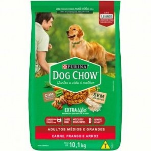   Ração para Cachorros Dog Chow Purina Adultos Raças Média e Grandes Carne Frango e Arroz 10,1kg  