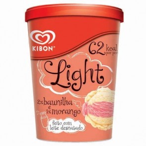 Sorvete Baunilha e Morango Light  Kibon 1L