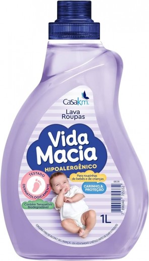 Lava Roupas  Bebê Glicerina/Amêndoas Vida Macia 1L