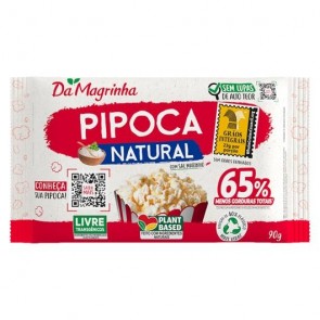 Pipoca de Microondas Da Magrinha Natural Integral C/sal Marinho 90G 65% Menos Gorduras Totais 