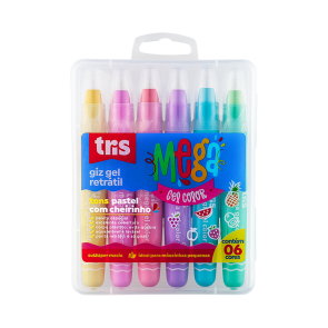 Giz Retrátil Gel Tris Mega C/6 Cores 