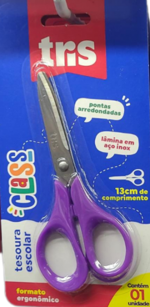 Tesoura Escolar Roxa Tris 