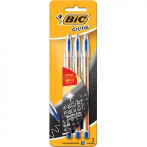 Caneta Bic Cristal Azul C/3