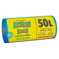 Saco para Lixo Azul Super Forte Dover-Roll 50 Litros 20 unidades