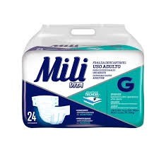 Fraldas uso adulto Mili Vita tamanho G c/ 24 unidades