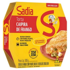 Torta caipira de frango (frango, palmito, milho e requeijão) 500g