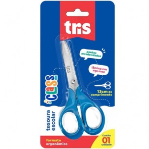 Tesoura Escolar Azul Tris 