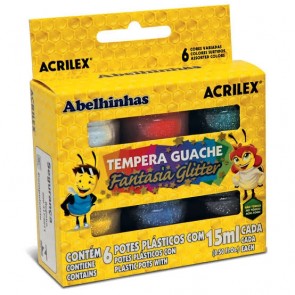 Tempera Guache Fantasia Glitter Acrilex C/6 