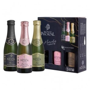 KIT 3 Espumante Monte Paschoal Brut Rose Prosecco Branca 187ml