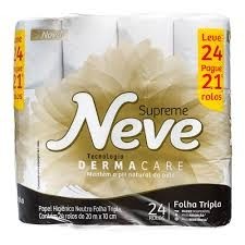 Papel Higiênico Neve Supreme Dermacare Folha Tripla Leve 24 Pague 21