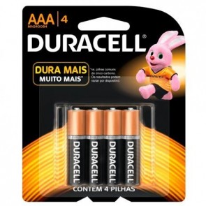Pilha Alcalina Palito AAA Duracell c/4