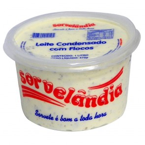 Sorvete Flocos c/ Leite Condensado Sorvelândia 1L