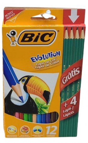 Kit Lápis de Cor + Lápis Bic 16 pçs