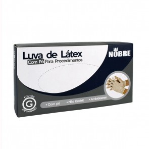 Luva de Látex Com Pó Tamanho G Com 100 unidades Nobre